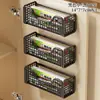 Caja de Almacenamiento para Puertas Interiores de Gabinetes de Cocina, Portarrollos de Plástico, Cesta de Montaje en Pared sin Taladro, Organizador de Almacenamiento Detrás de la Puerta