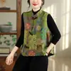 Foto real: 26 novos coletes sem mangas estampados em estilo chinês, com botões de nó chinês tradicional, um top versátil e estiloso para o início do outono