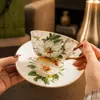 Juego retro y elegante de taza y platillo de café, tazas de té y vasos de agua de cerámica para uso doméstico, tazas elegantes para el té de la tarde