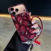 Rosa Vermelho Borgonha de Alta Qualidade para Capa de iPhone 18promax Apple 17 Tendência 15 Bolsa de Mão 16