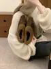 Mocasines de mujer retro grises con forro de pelo, sin cordones y con tacón oculto, perfectos para el invierno, con forro de felpa para abrigar.
