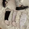 Meias de Cobertura Estilo Ins para Meninas e Mulheres, Aquecedores de Pernas Longos com Pé de Pérola para Outono, Meias Brancas Baggy Estilo Ballet, Meias para Panturrilha