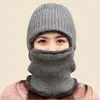 Gorro de Ciclismo de Invierno Cálido de Punto para Hombre con Calentador de Cuello Integrado, Sombrero de Lana de Pico de Pato para Mujer para Protección contra el Frío