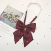 Corbata de lazo con corona de vino tinto plateado y material escolar, cuello de uniforme JK con flores, ropa académica japonesa, traje sin corbata, tendencia para hombres y mujeres.