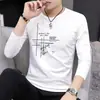 Camiseta de Manga Larga para Hombre de Primavera y Otoño Cuello Redondo Corte Ajustado Top Casual Deportivo Versátil Capa Base Delgada Venta al por Mayor Transfronteriza