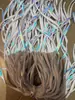 Cordones Planos Reflectantes de Poliéster Multicolor de 0.8 mm con Rayas Multicolor, Cordones que Brillan en la Oscuridad para Zapatos de Papá, Tenis y Bolsas