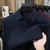 Suéter de Punto Grueso y Cálido para Hombre de Mediana Edad, Nuevo Estilo Otoño/Invierno 2026, Falso Dos Piezas con Cuello de Solapa, Color Sólido, Capa Base Casual