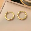Brincos Zeming de Aço Inoxidável com Ouro 18K para Mulheres, Argola Grande Vintage, Luxo Leve, Design de Ponta, Joias de Nicho