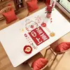 2025 Novo Jogo Americano Nova Toalha de Mesa de Ano Novo Impermeável à Prova de Óleo Resistente ao Calor Lavável Jogo Americano para Mesa de Jantar Sala de Estar Tapete Protetor para Mesa de Centro Vermelha