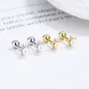 Pendientes de botón de hilo de perla estrella para mujer Plata de ley 925 estilo coreano temperamento personalizado con cuentas para el lóbulo de la oreja joyería de oreja de alta calidad