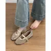 Versión de Piel de Oveja~Zapatos Planos de Malla con Pedrería Estilo Francés de Piel Genuina con Aumento Oculto de Tacón de 4 cm, Zapatos de Ballet Mary Jane con una Sola Correa para Mujer