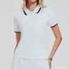 [Conjunto de Tenis] Polo de Solapa Manga Corta para Mujer Falda Plisada Anti-Exposición Moda Golf Deportiva Conjunto de Dos Piezas