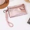 Nuevo bolso de mano de PU con purpurina de alta gama transfronterizo, bolsa de maquillaje, monedero, bolsa simple para guardar lápiz labial y tarjetas, bolsa para teléfono