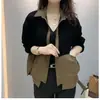 Primavera y Otoño Tallas Grandes Holgado Casual Elegante Reductor de Edad Estilo Mamá Manga Larga Chaqueta Top Venta al por Mayor