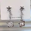 Aretes Colgantes de Estrella Súper Brillantes con Borlas para Mujer, con Sensación Fresca de Galaxia Soñadora, Exquisitos Aretes de Alta Gama, Joyería de Nicho de Lujo Ligero