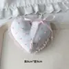 Pingente de Coração de Tecido Preenchido com Algodão Estilo Coreano Fresco e Simples com Acabamento de Renda, Corrente de Celular Delicada, Chaveiro e Pingente para Bolsa