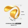 Moda Europeia e Americana Anel Exagerado de Aço Inoxidável para Mulheres Ouro 18K Simples Estilo Ins Anel de Design de Ponta Joias Atacado