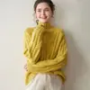 Suéter de punto de cachemira grueso para mujer, jersey engrosado con trenzado de siete agujas, corte holgado vintage, nuevo top versátil