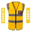 Colete Refletivo com Logo Impresso, Roupa Refletiva com Múltiplos Bolsos para Trabalhadores de Saneamento, Segurança no Trânsito, Colete de Proteção para Canteiro de Obras Noturno