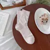 Calcetines Finos de Verano Transpirables de Malla a Media Pantorrilla para Mujer Estilo Japonés con Botón y Encaje Calcetines Estilo Ballet Sin Costuras Apilables
