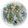 Jadeíta birmana natural tipo A cuentas redondas color jade color hielo multi-perla hebra de cuentas sueltas accesorios de collar suministro al por mayor