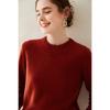Suéter de malha feminino outono e inverno versátil solto de cashmere com mangas compridas, suéter base macio glutinoso versátil de fio duplo espessado com gola redonda de cashmere