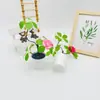 Maceta Bonsái de Planta Verde de Flor Única de Tres Cabezas Transfronteriza, Maceta Artificial de Espuma Flexible, Maceta Decorativa para Oficina y Sala de Estar