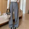 Pantalones de pierna ancha de patchwork con sentido del diseño más terciopelo para mujer, otoño e invierno, holgados, adelgazantes, casuales, versátiles, engrosados, cálidos, de pierna recta