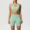 Novo Estilo Alça no Pescoço, Costas Bonitas, Cintura Alta, Levanta Bumbum, Shorts Apertados, Roupa de Yoga, Respirável Absorvente de Suor Roupa para Corrida Fitness, Conjunto Esportivo