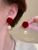 Brincos de Miçangas com Laço Vermelho para Outono e Inverno para Mulheres, Brincos de Alta Qualidade, Novos Brincos Vermelhos Estilo Chinês 2025