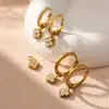 Brincos pingente de design nicho INS com zircônia 5A totalmente cravejados em diamantes, aço inoxidável banhado a ouro 18k, brincos de luxo leve de alta qualidade
