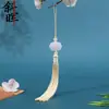 Marcador de página de abanico con borla de loto de jade blanco de doble cara, adorno colgante de estilo antiguo, accesorio decorativo chino, venta al por mayor desde el fabricante