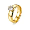 Bestseller Transfronterizo de Amazon, Anillo Sencillo de un Diamante Liso de Lujo Ligero Europeo y Americano, Anillos de Pareja de Banda Sencilla Bicolor Dorado y Plateado