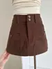 Falda de Pana Versátil Estilo Coreano Línea A Cubre Caderas Adelgazante Recta Corta Elegante Otoño/Invierno Falda Media Nuevo Estilo 2026