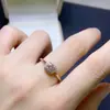 Anillo de Morganita Natural, cristales limpios con color único, plata S925 electrochapada en oro rosa, piedra principal de 5 mm