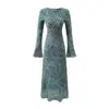 Nuevo Vestido de Otoño 2025 para Mujer Estilo Francés Retro Elegante Elegante Estampado de Lunares Cuello Redondo Manga Larga
