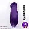 Peluca de cosplay de Bufón del Circo Freak Doukou con punta de belleza y parte superior esponjosa, peluca de cabello largo lacio morado de anime