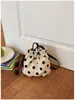 Bolsa transversal feminina simples de grande capacidade, fresca e estilosa, com cores contrastantes, bolsa de ombro com cordão, bolsa tipo balde chique e moderna com bolinhas