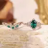 Anillo de Princesa Sanjie de Lujo Ligero Transfronterizo en Oro Rosa Anillo de Diamantes Esmeralda en Forma de Gota Incrustada Joyería Europea y Americana para Mujeres
