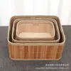 Cesta de Almacenamiento Tejida de Bambú Simple para Uso Doméstico, Cesta de Almacenamiento para Cosméticos de Escritorio, Almacenamiento de Juguetes y Bocadillos, Tejido Hecho a Mano Multipropósito