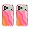 Fondo Rosa con Rayas Degradadas Transfronterizo Adecuado para Película Apple 17Promax Funda de Teléfono Dos en Uno Personalizada 16/15Plus