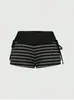 Verão 2026 Novo Estilo Americano Transfronteiriço Menina Popular Shorts Esportivos de Contraste Listrado Cintura Média Feminino Personalizado Nota Musical Atacado