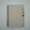 Caderno espiral transfronteiriço de palha de trigo para estudantes, com caneta, pode ser impresso com logotipo, pequeno caderno com caneta, em estoque