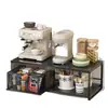 Estante de almacenamiento extraíble, estante de almacenamiento para máquina de café de barra, caja de almacenamiento en capas para bolsitas de té y cápsulas con cajón, estante de exhibición para encimera
