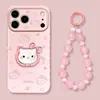 Soporte de anillo KT línea rosa adecuado para funda de teléfono Apple 17ProMax con cadena colgante de cuentas rosas para Huawei, Xiaomi, 17 y Vivo