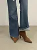 Primeiro Encontro Ji Francês Super Bonito Fivela de Metal Estilo Retrô Botas Curtas Femininas Outono Inverno Bico Fino Zíper Traseiro Camurça Emagrecimento Botas Curtas