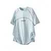 2026 Nova Camiseta Casual Solta de Manga Curta com Design de Pontos Curvos Retro Americano para Homens Top Masculino