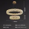 Lustre circular de cristal moderno de luxo leve de camada dupla, luminária pendente LED circular de dois anéis estilo italiano para sala de estar e sala de jantar