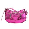 Diseño de nicho bolsa cruzada para mujer nueva súper caliente chica caliente cara brillante cuero patentado remache bolsa de motocicleta todo partido bolso de axila cruzado