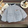 Jaqueta Infantil Acolchoada de Algodão Meninos Inverno Com Pelúcia Grossa Quente Outerwear Xadrez Solta Meninas Estilo Coreano Versátil Jaqueta Acolchoada de Algodão